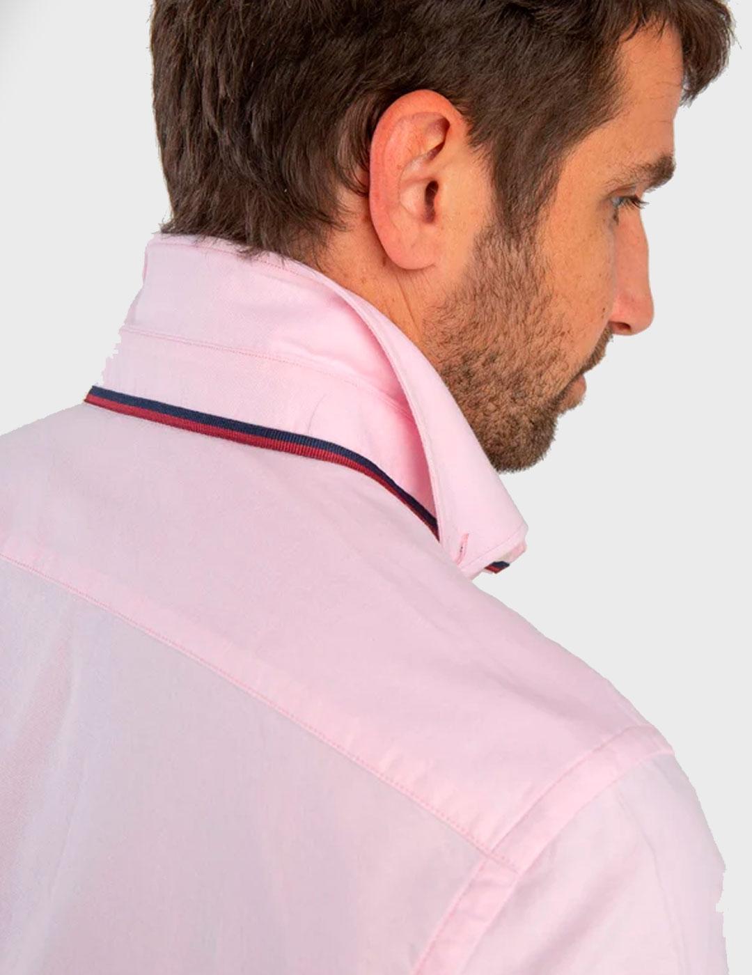 Camisa Williot Oxford Liso Slim Rosa para hombre