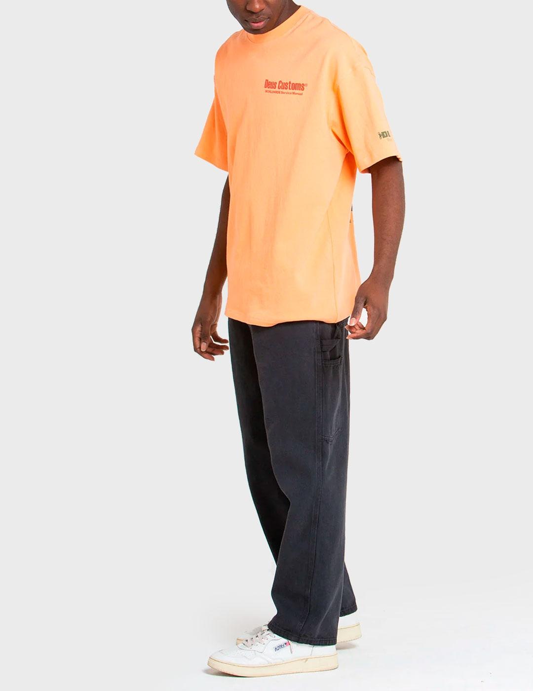 Camiseta Deus Service Manual naranja para hombre