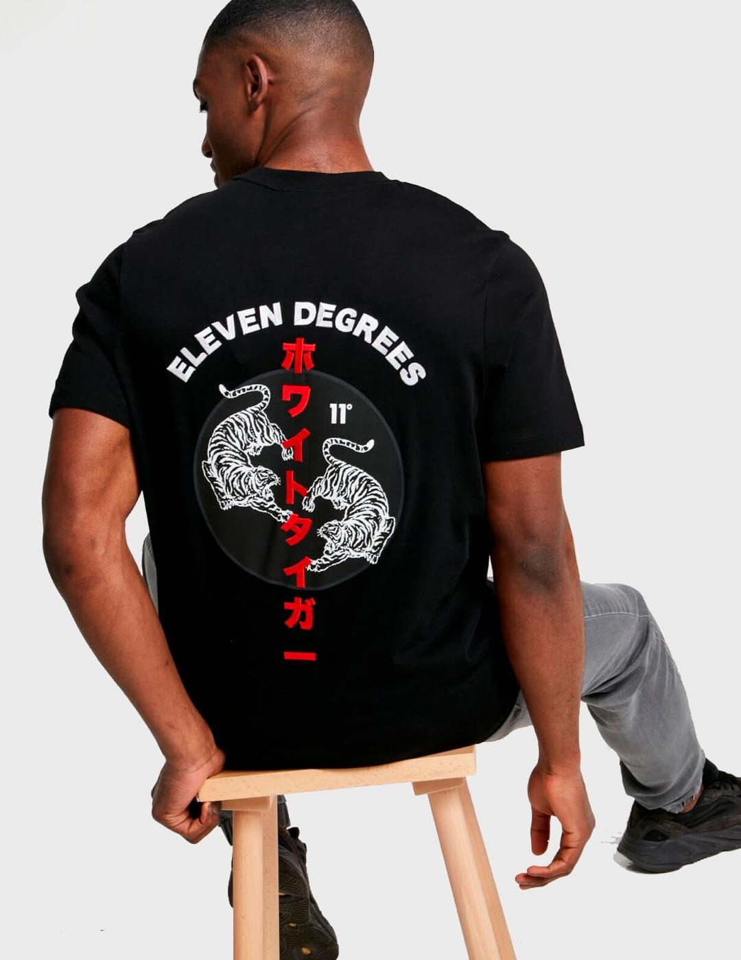 Camiseta 11º Degrees Printed Embroidery negra para hombre