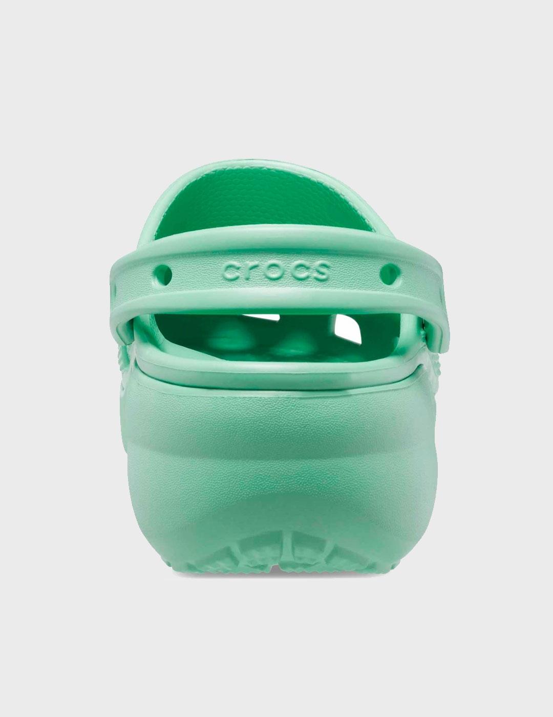 Zuecos Crocs Classic Platform Clog verde para mujer y niño